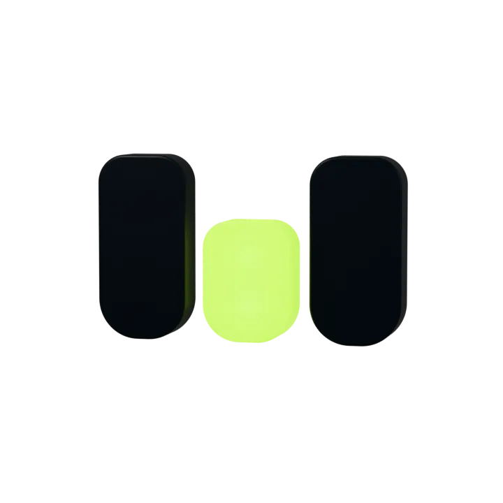 The Web Envisions mark: two charcoal pillars with a glowing lime block between them